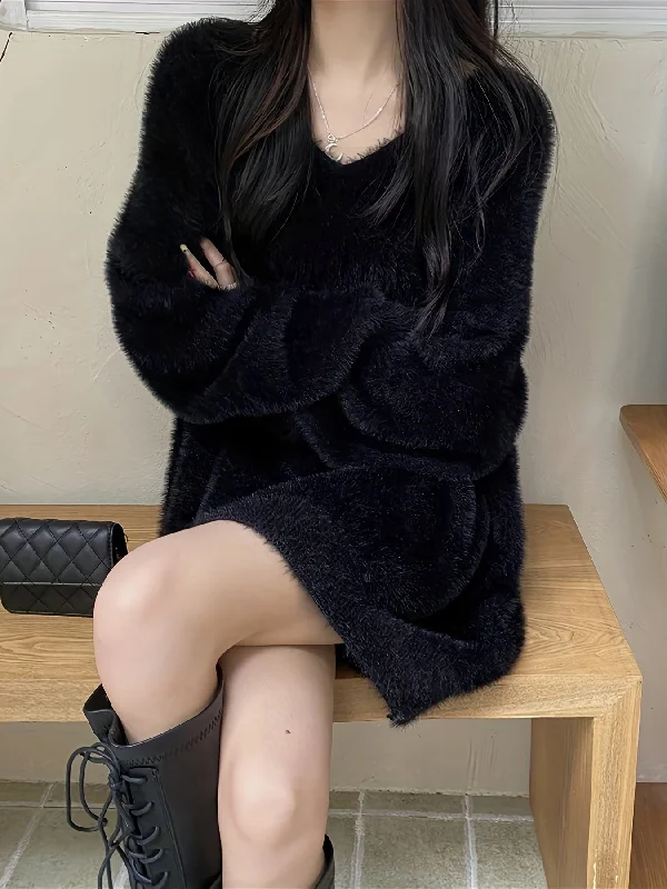 Special Discount Sixsr Solid V Neck Soft Pullover Sweater, Casual Long Sleeve Loose Cozy Sweater, Women's Clothing Special Discount Sixsr Solid V Neck Soft Pullover Sweater, Casual Long Sleeve Loose Cozy Sweater, Women's Clothing