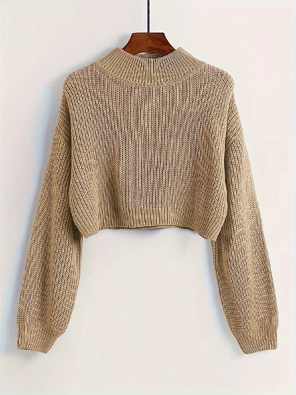 The Best Prices Sixsr Solid Crew Neck Pullover Sweater, Casual Long Sleeve Drop Shoulder Crop Sweater, Women's Clothing The Best Prices Sixsr Solid Crew Neck Pullover Sweater, Casual Long Sleeve Drop Shoulder Crop Sweater, Women's Clothing