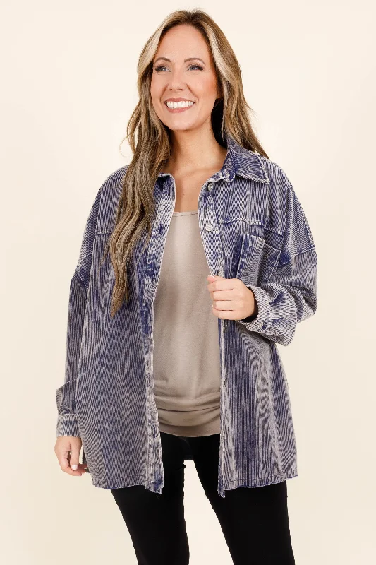 Half Price Close To You Shacket, Light Navy