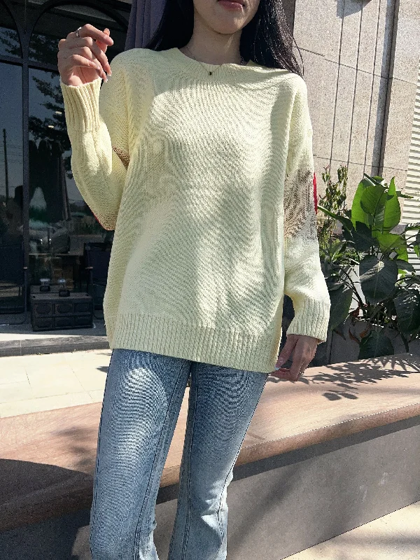 Act Fast Sixsr Smile Pattern Crew Neck Sweater, Cute Long Sleeve Sweater For Fall & Winter, Women's Clothing Act Fast Sixsr Smile Pattern Crew Neck Sweater, Cute Long Sleeve Sweater For Fall & Winter, Women's Clothing
