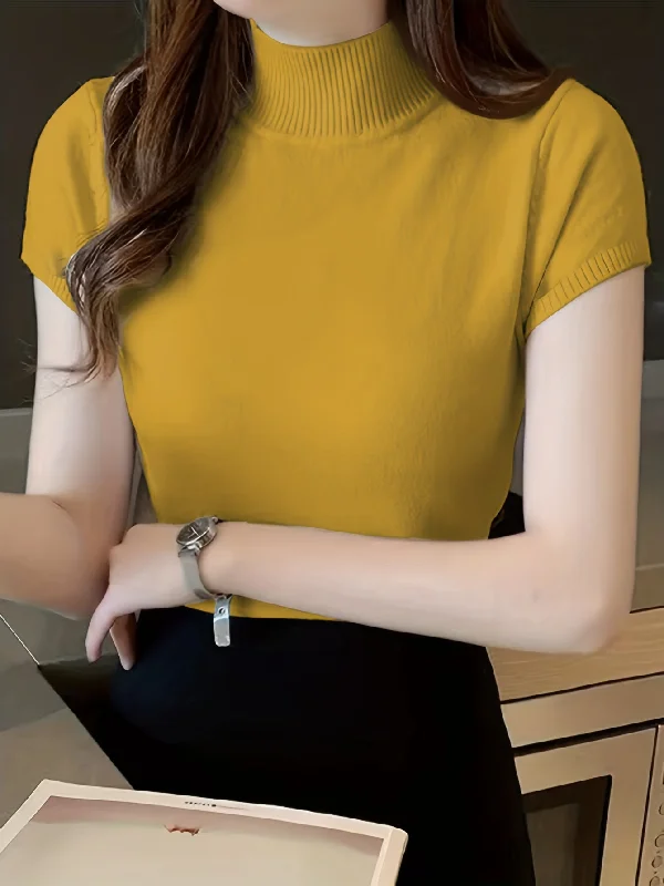 Extra Discount Sixsr Solid Mock Neck Knit Sweater, Casual Short Sleeve Sweater, Women's Clothing Extra Discount Sixsr Solid Mock Neck Knit Sweater, Casual Short Sleeve Sweater, Women's Clothing