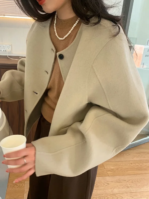 Today Only Sixsr Button Front Solid Fall & Winter Jacket, Elegant Crew Neck Long Sleeve Outerwear, Women's Clothing Today Only Sixsr Button Front Solid Fall & Winter Jacket, Elegant Crew Neck Long Sleeve Outerwear, Women's Clothing