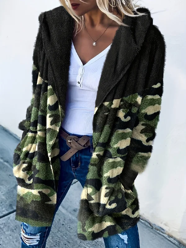 Discount Mania Sixsr Plus Size Casual Coat, Women's Plus Colorblock Camo Print Fleece Zip Up Long Sleeve Hooded Teddy Coat With Pockets Discount Mania Sixsr Plus Size Casual Coat, Women's Plus Colorblock Camo Print Fleece Zip Up Long Sleeve Hooded Teddy Coat With Pockets