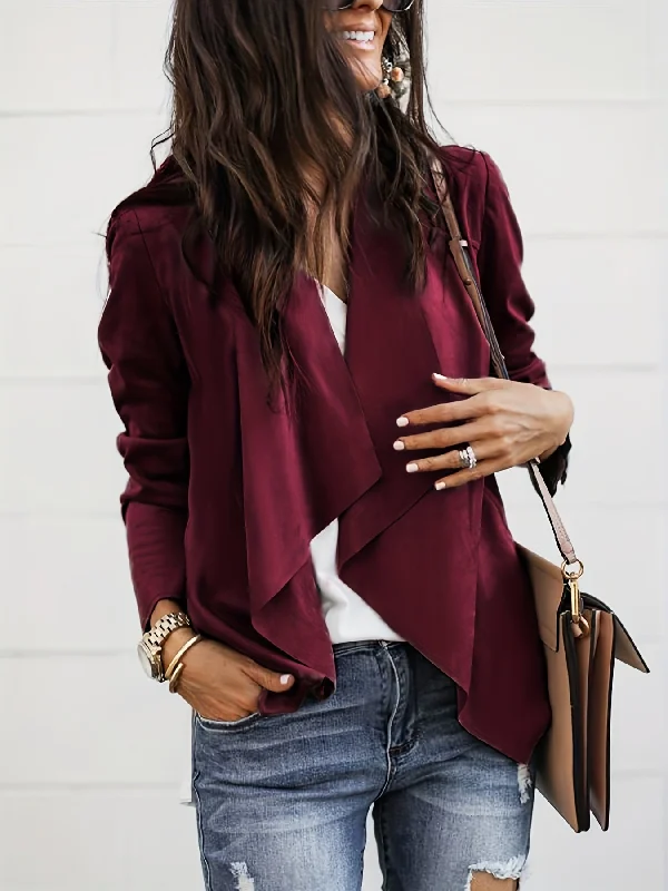 Special Offer Sixsr Solid Open Front Coat, Elegant Long Sleeve Work Office Outerwear, Women's Clothing Special Offer Sixsr Solid Open Front Coat, Elegant Long Sleeve Work Office Outerwear, Women's Clothing
