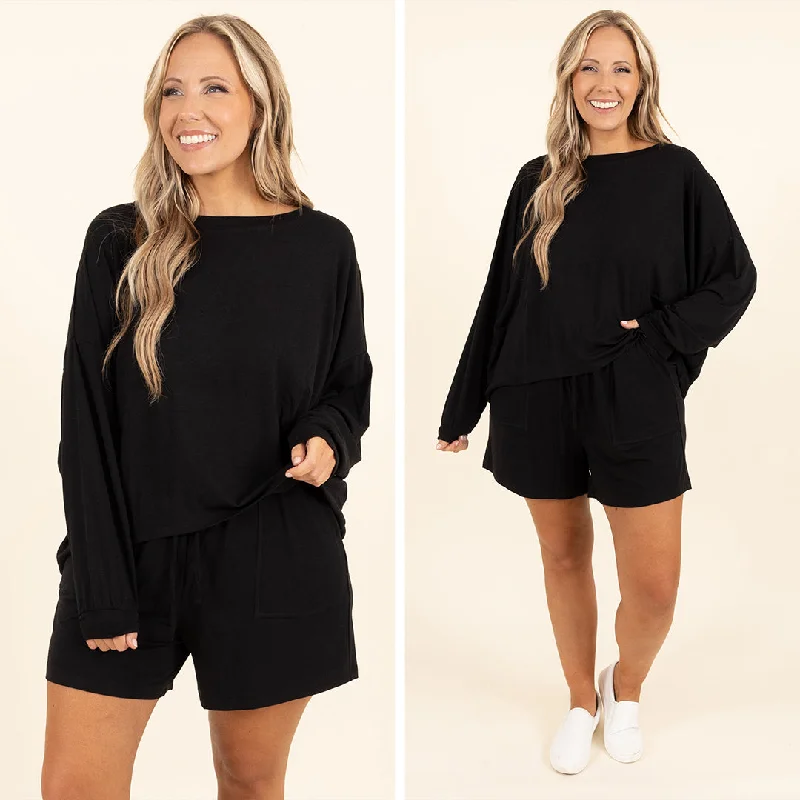 Unwind with Weekend Discounts Live, Love, Lounge Set, Black