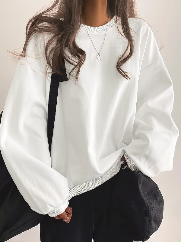 Discount Mania Sixsr Solid Color Pullover Sweatshirt, Casual Long Sleeve Crew Neck Sweatshirt For Fall & Winter, Women's Clothing Discount Mania Sixsr Solid Color Pullover Sweatshirt, Casual Long Sleeve Crew Neck Sweatshirt For Fall & Winter, Women's Clothing