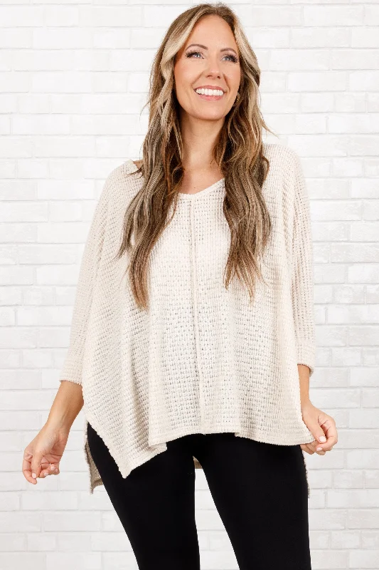 Weekend-Only Price Drops Let Me Think Top, Sand Beige