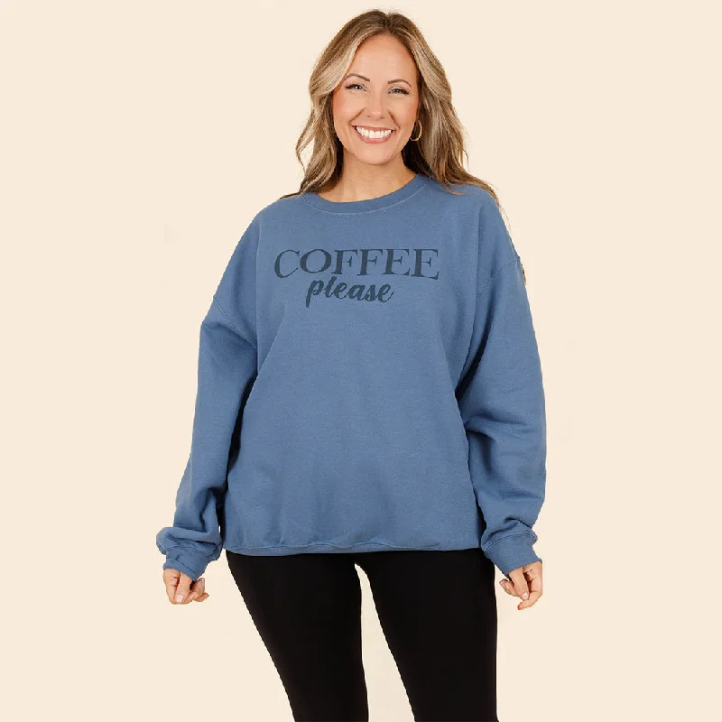 Special Buy Coffee Please Sweatshirt, Indigo Blue
