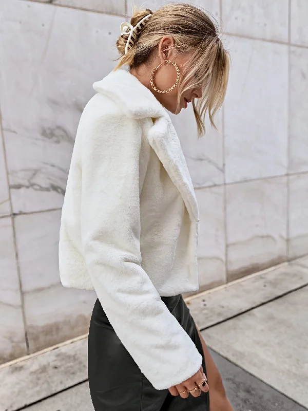 Exclusive Deal Sixsr Solid Faux Fur Lapel Teddy Coat, Versatile Long Sleeve Thermal Winter Outwear, Women's Clothing Exclusive Deal Sixsr Solid Faux Fur Lapel Teddy Coat, Versatile Long Sleeve Thermal Winter Outwear, Women's Clothing