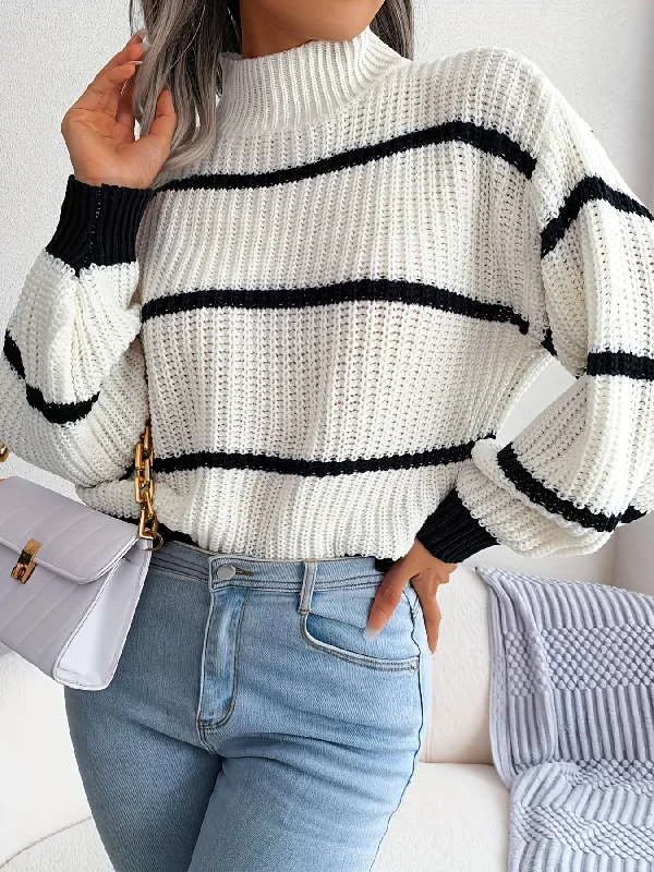 Weekend Offers That Thrill Sixsr Striped Color Block Crew Neck Sweater, Casual Long Sleeve Loose Fall Winter Knit Sweater, Women's Clothing Weekend Offers That Thrill Sixsr Striped Color Block Crew Neck Sweater, Casual Long Sleeve Loose Fall Winter Knit Sweater, Women's Clothing