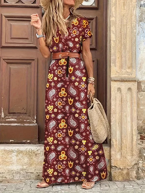 Great Deal Sixsr Women's Short Sleeve Floral Maxi Long Dress, Ladies Boho Party Evening Casual Dress, Women's Clothing Great Deal Sixsr Women's Short Sleeve Floral Maxi Long Dress, Ladies Boho Party Evening Casual Dress, Women's Clothing