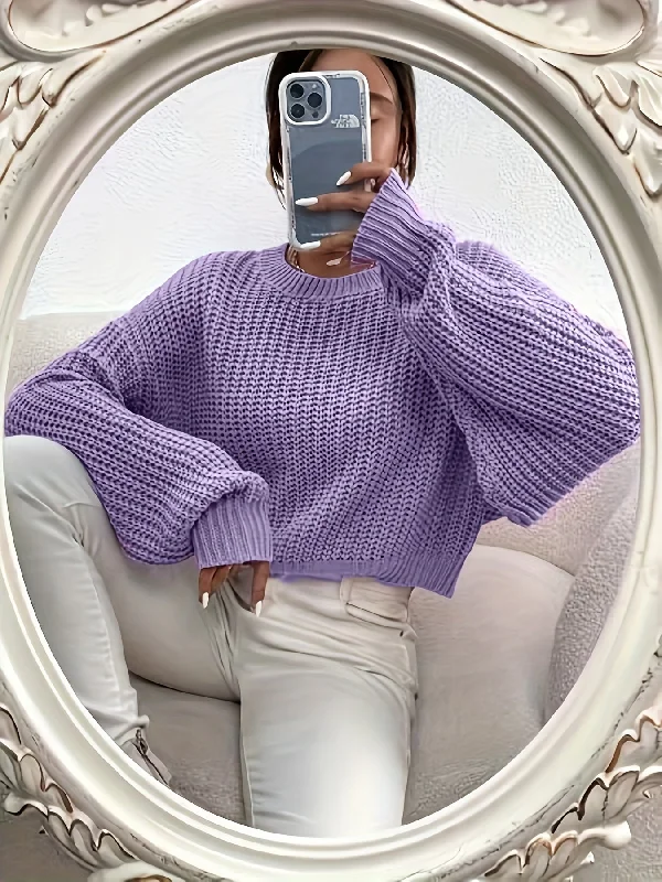 Weekend Deals You Can't Resist Sixsr Solid Crew Neck Pullover Sweater, Casual Long Sleeve Sweater For Fall & Winter, Women's Clothing Weekend Deals You Can't Resist Sixsr Solid Crew Neck Pullover Sweater, Casual Long Sleeve Sweater For Fall & Winter, Women's Clothing