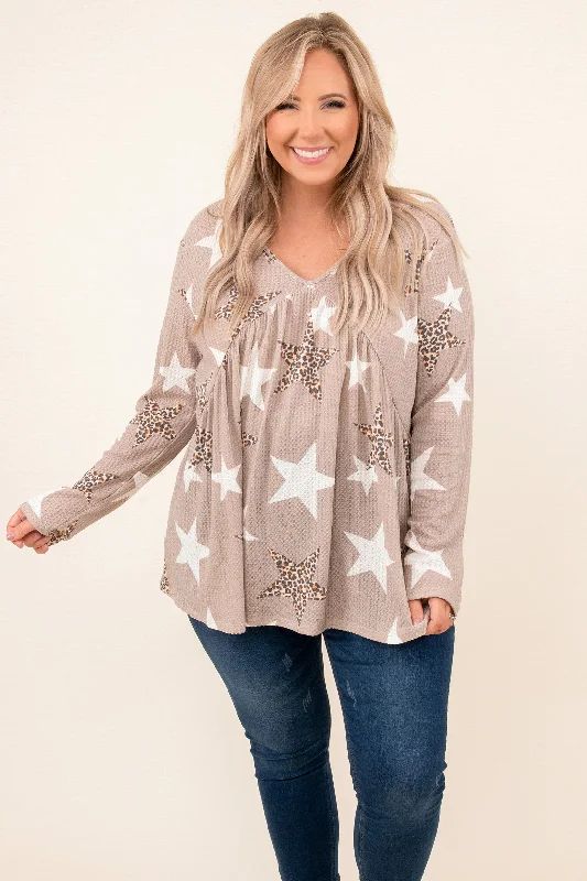 New Deal I'll Be Fine In Time Top, Taupe Star