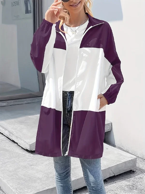 Cash Savings Sixsr Plus Size Casual Coat, Women's Plus Colorblock Long Sleeve Hooded Zipper Longline Windbreaker Coat With Pockets Cash Savings Sixsr Plus Size Casual Coat, Women's Plus Colorblock Long Sleeve Hooded Zipper Longline Windbreaker Coat With Pockets