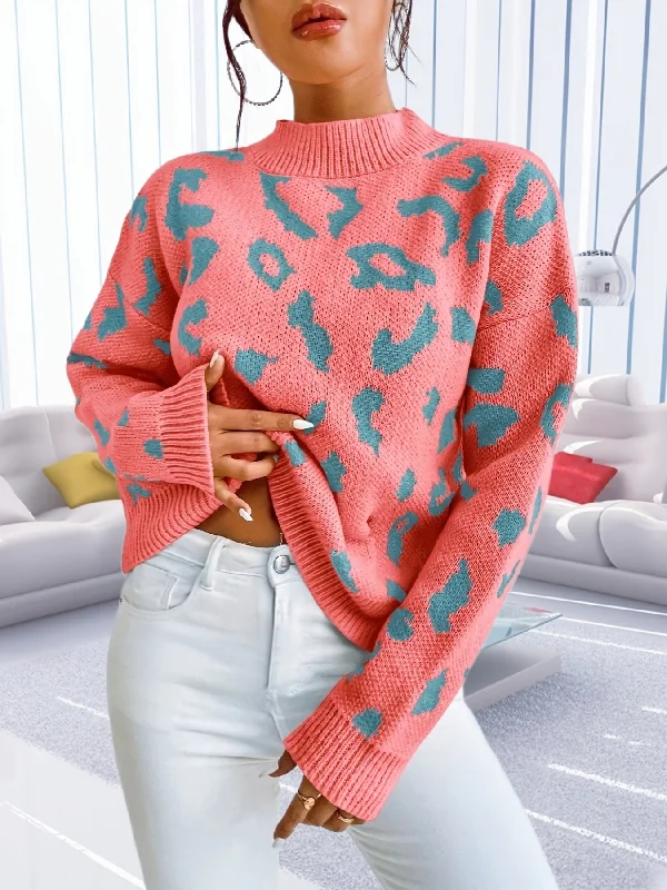 Amazing Value Sixsr Graphic Pattern Mock Neck Pullover Sweater, Casual Long Sleeve Sweater, Women's Clothing Amazing Value Sixsr Graphic Pattern Mock Neck Pullover Sweater, Casual Long Sleeve Sweater, Women's Clothing