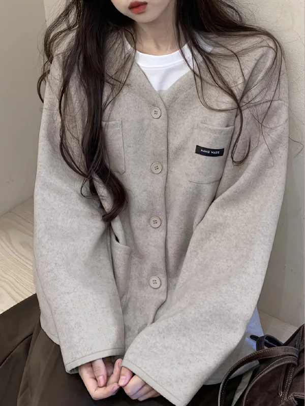 Weekend Bargains to Savor Sixsr Solid Button Front Jacket, Casual Long Sleeve Drop Shoulder Outwear For Fall & Winter, Women's Clothing Weekend Bargains to Savor Sixsr Solid Button Front Jacket, Casual Long Sleeve Drop Shoulder Outwear For Fall & Winter, Women's Clothing