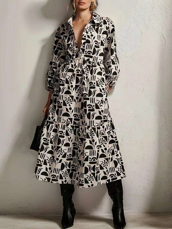 Weekend Savings Extravaganza Sixsr Floral Print V Neck Dress, Elegant 3/4 Sleeve Dress For Spring & Fall, Women's Clothing Weekend Savings Extravaganza Sixsr Floral Print V Neck Dress, Elegant 3/4 Sleeve Dress For Spring & Fall, Women's Clothing