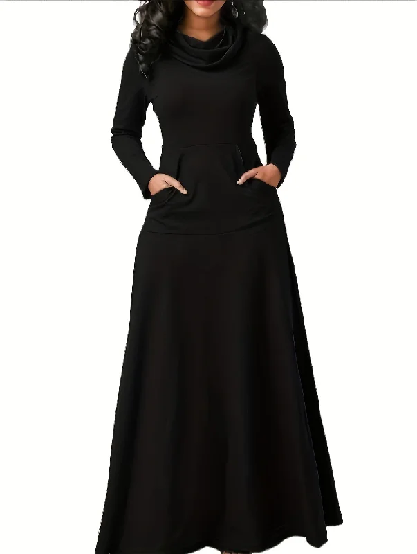 Weekend Offers That Sizzle Sixsr Pile Collar Pocket Front Dress, Elegant Long Sleeve Maxi Dress, Women's Clothing Weekend Offers That Sizzle Sixsr Pile Collar Pocket Front Dress, Elegant Long Sleeve Maxi Dress, Women's Clothing