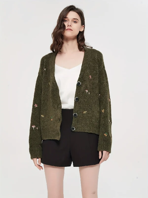 The Best Prices Sixsr Graphic Pattern Button Down Knit Cardigan, Vintage Long Sleeve Loose Sweater, Women's Clothing The Best Prices Sixsr Graphic Pattern Button Down Knit Cardigan, Vintage Long Sleeve Loose Sweater, Women's Clothing