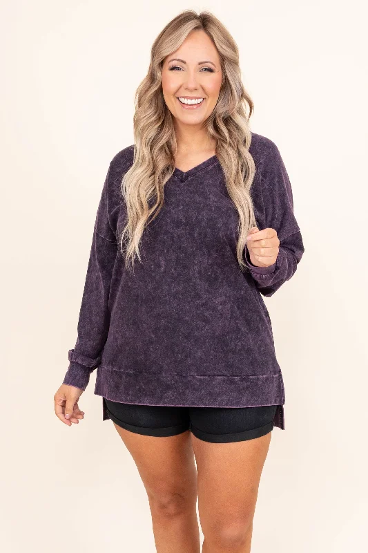 Flash Deal Come On Over Pullover, Blackberry Mineral Wash