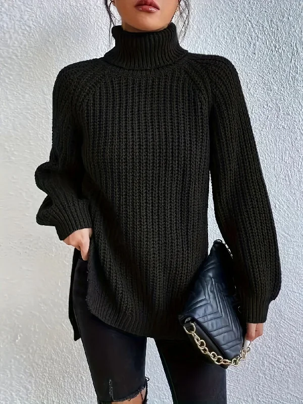 Weekend Offers That Amaze Sixsr Solid Turtleneck Pullover Sweater, Casual Loose Raglan Sleeve Sweater For Fall & Winter, Women's Clothing Weekend Offers That Amaze Sixsr Solid Turtleneck Pullover Sweater, Casual Loose Raglan Sleeve Sweater For Fall & Winter, Women's Clothing