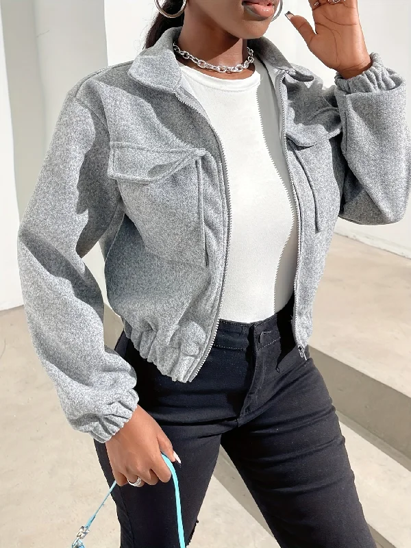 Take Advantage Sixsr Zip Up Solid Jacket, Casual Long Sleeve Versatile Outerwear, Women's Clothing Take Advantage Sixsr Zip Up Solid Jacket, Casual Long Sleeve Versatile Outerwear, Women's Clothing
