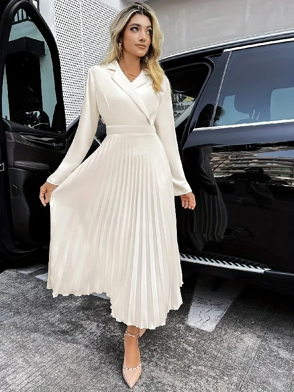 Weekend Deals That Wow Sixsr Surplice Neck Pleated Dress, Elegant Solid Long Sleeve Maxi Dress, Women's Clothing Weekend Deals That Wow Sixsr Surplice Neck Pleated Dress, Elegant Solid Long Sleeve Maxi Dress, Women's Clothing