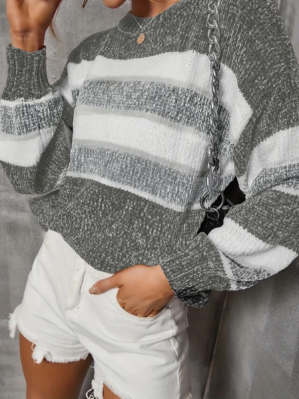 Weekend Savings Spectacular Sixsr Color Block Crew Neck Pullover Sweater, Casual Long Sleeve Loose Sweater, Women's Clothing Weekend Savings Spectacular Sixsr Color Block Crew Neck Pullover Sweater, Casual Long Sleeve Loose Sweater, Women's Clothing