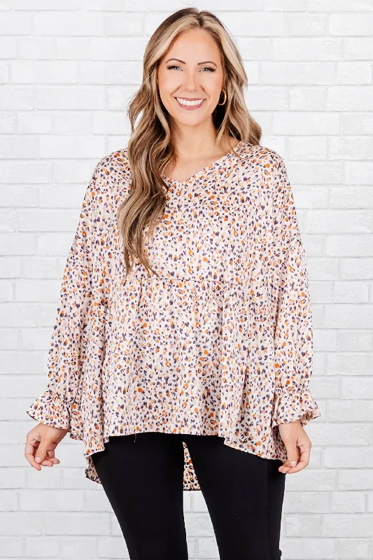Weekend Specials to Savor Let's Talk About It Babydoll Top, Cream Denim
