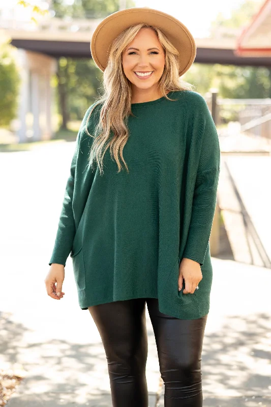 Quick Sale Send Your Approval Tunic, Hunter Green