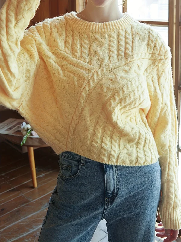 Can't Resist Sixsr Y2K Twist Pattern Crew Neck Sweater, Long Sleeve Sweater For Fall & Winter, Women's Clothing Can't Resist Sixsr Y2K Twist Pattern Crew Neck Sweater, Long Sleeve Sweater For Fall & Winter, Women's Clothing