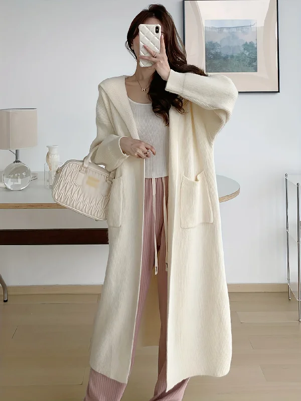 Weekend Discounts to Delight Sixsr Solid Open Front Hooded Knit Cardigan, Casua Long Sleeve Mid Length Pocket Sweater Coat, Women's Clothing Weekend Discounts to Delight Sixsr Solid Open Front Hooded Knit Cardigan, Casua Long Sleeve Mid Length Pocket Sweater Coat, Women's Clothing