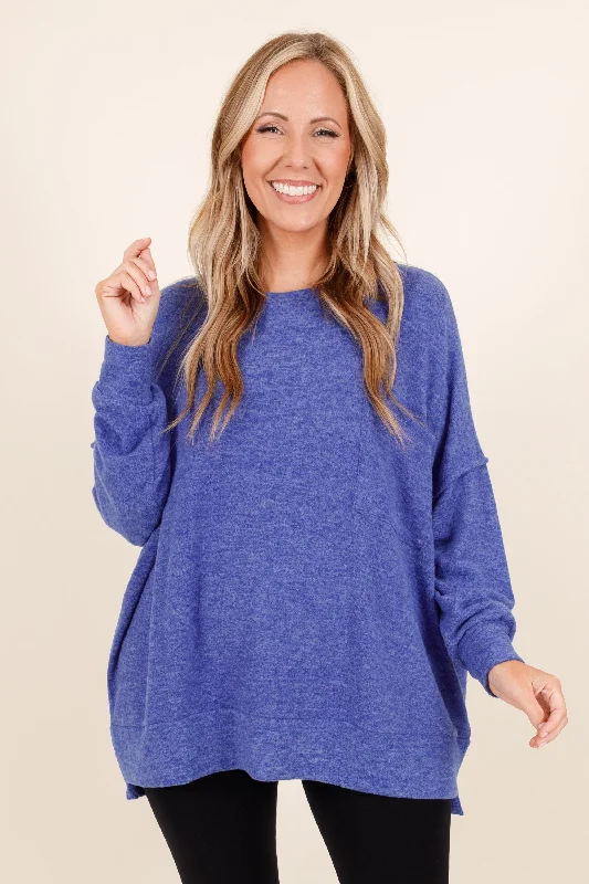 Make Your Weekend Count with Savings More Of Me Sweater, Bright Blue