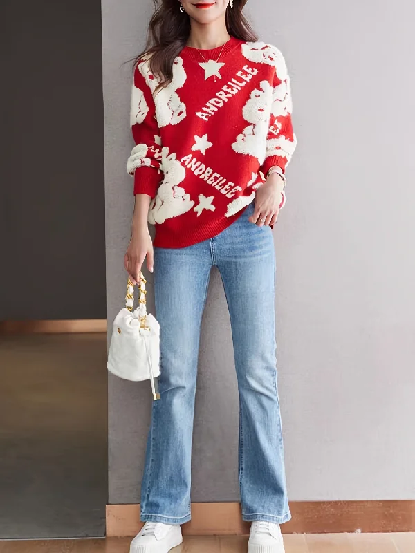Weekend Deals That Sparkle Sixsr Cartoon Dragon Pattern Pullover Sweater, Casual Crew Neck Long Sleeve Thick Sweater, Women's Clothing Weekend Deals That Sparkle Sixsr Cartoon Dragon Pattern Pullover Sweater, Casual Crew Neck Long Sleeve Thick Sweater, Women's Clothing