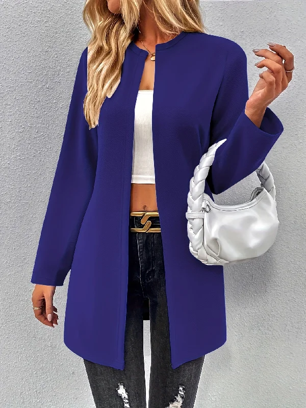 Now Available Sixsr Plus Size Casual Coat, Women's Plus Solid Long Sleeve Open Front Round Neck Coat Now Available Sixsr Plus Size Casual Coat, Women's Plus Solid Long Sleeve Open Front Round Neck Coat