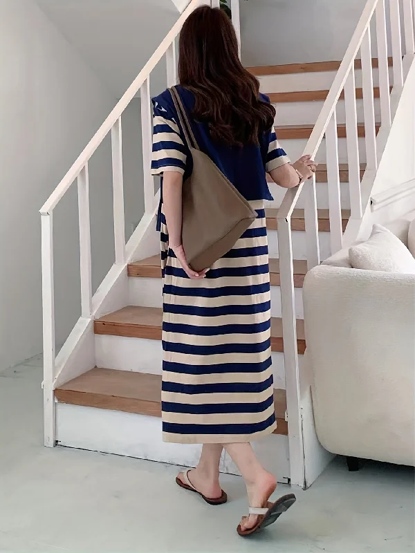 Flash Deal Sixsr Striped Print Crew Neck Dress, Casual Short Sleeve Summer Dress, Women's Clothing Flash Deal Sixsr Striped Print Crew Neck Dress, Casual Short Sleeve Summer Dress, Women's Clothing
