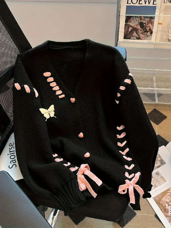 Special Discount Sixsr Lace Up Button Down Knit Cardigan, Casual Long Sleeve Loose Sweater, Women's Clothing Special Discount Sixsr Lace Up Button Down Knit Cardigan, Casual Long Sleeve Loose Sweater, Women's Clothing