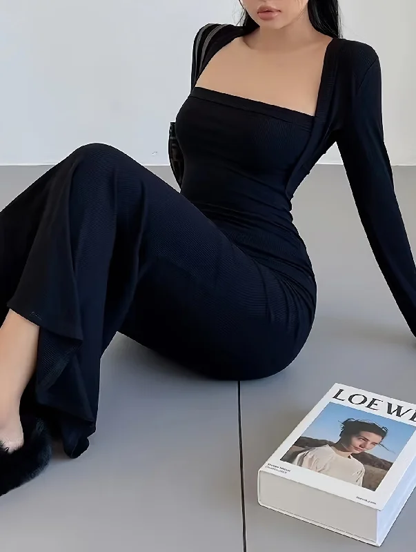 Shop the Weekend Away Sixsr Solid Square Neck Dress, Elegant Long Sleeve Maxi Dress, Women's Clothing Shop the Weekend Away Sixsr Solid Square Neck Dress, Elegant Long Sleeve Maxi Dress, Women's Clothing