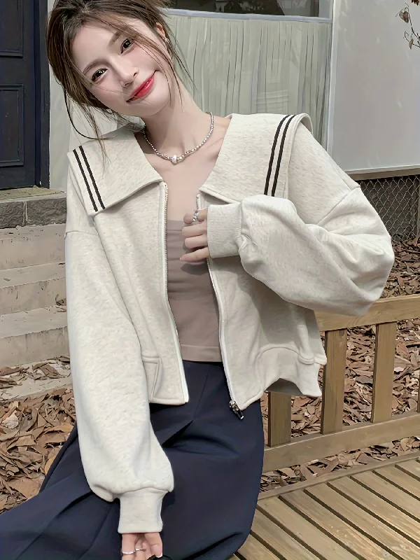 Low Price Sixsr Zip Up Turndown Collar Knit Cardigan, Casual Long Sleeve Loose Stylish Sweater, Women's Clothing Low Price Sixsr Zip Up Turndown Collar Knit Cardigan, Casual Long Sleeve Loose Stylish Sweater, Women's Clothing