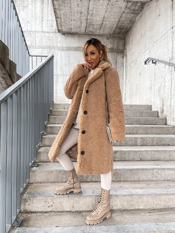 Early Bird Sixsr Button Up Warm Long Coat, Long Sleeve Solid Outerwear For Winter & Fall, Women's Clothing Early Bird Sixsr Button Up Warm Long Coat, Long Sleeve Solid Outerwear For Winter & Fall, Women's Clothing