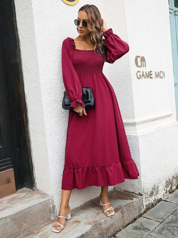 Top Pick Sixsr Women's Dresses Casual Ruffled Square Neck Long Sleeve Loose Fashion Swing Dress Top Pick Sixsr Women's Dresses Casual Ruffled Square Neck Long Sleeve Loose Fashion Swing Dress