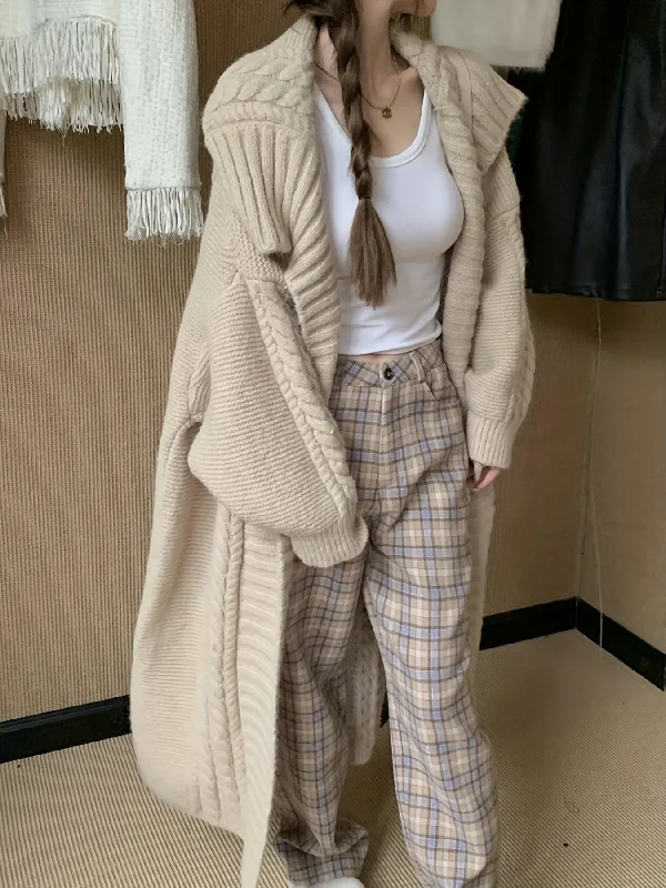 Weekend Price Cuts Galore Sixsr Solid Open Front Collared Knit Cardigan, Elegant Long Sleeve Long Length Sweater Coat, Women's Clothing Weekend Price Cuts Galore Sixsr Solid Open Front Collared Knit Cardigan, Elegant Long Sleeve Long Length Sweater Coat, Women's Clothing