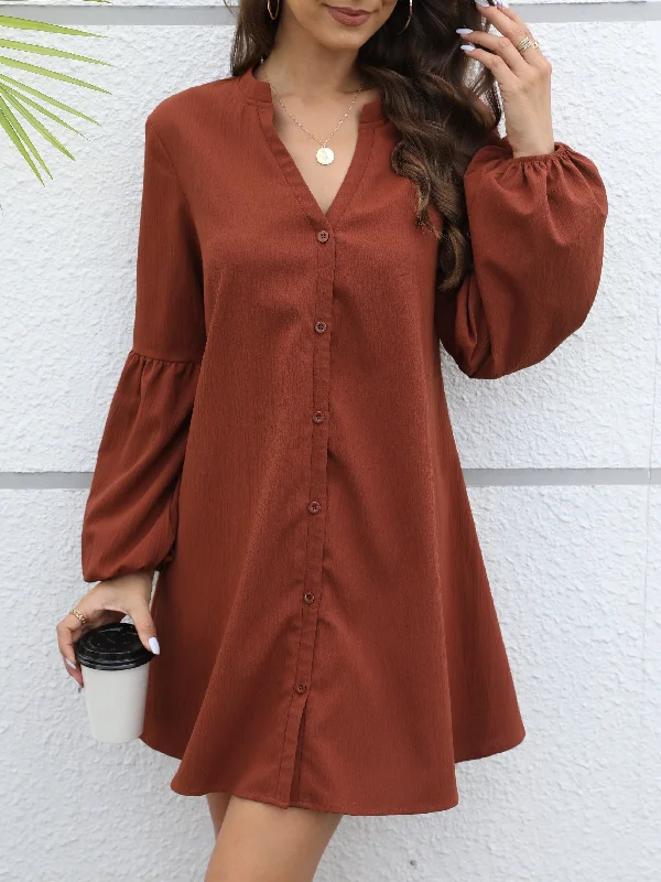 Weekend Offers You Can't Ignore Sixsr Lantern Sleeveless Shirt Dress, Casual V Neck Button Front Dress, Women's Clothing Weekend Offers You Can't Ignore Sixsr Lantern Sleeveless Shirt Dress, Casual V Neck Button Front Dress, Women's Clothing