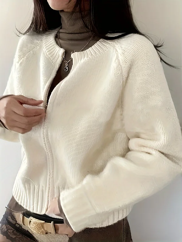 Weekend Specials to Grab Sixsr Solid Zip Up Cardigan, Elegant Long Sleeve Drop Shoulder Outwear, Women's Clothing Weekend Specials to Grab Sixsr Solid Zip Up Cardigan, Elegant Long Sleeve Drop Shoulder Outwear, Women's Clothing