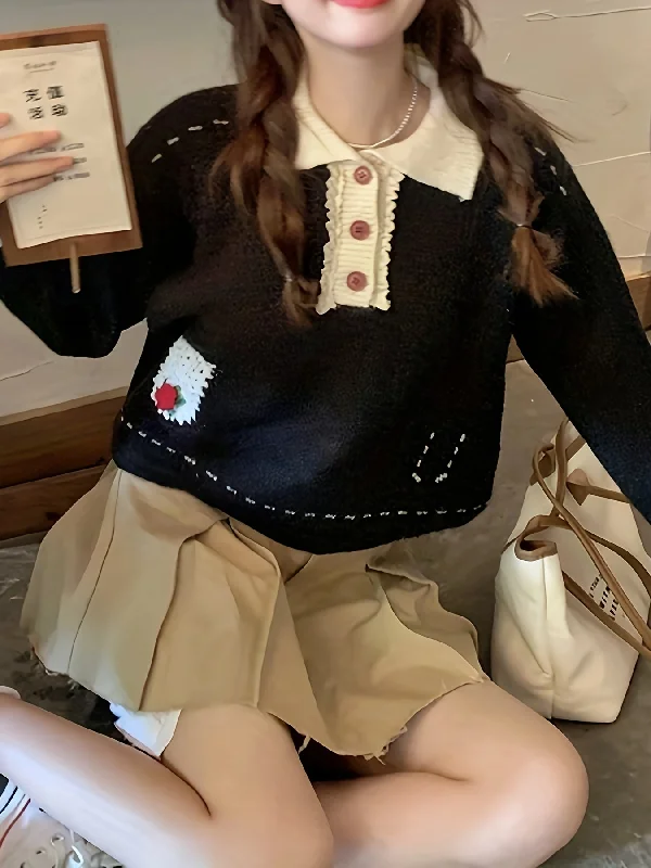 Don't Miss Out Sixsr Color Block Fall & Winter Knit Sweater, Casual Button Front Long Sleeve Sweater, Women's Clothing Don't Miss Out Sixsr Color Block Fall & Winter Knit Sweater, Casual Button Front Long Sleeve Sweater, Women's Clothing