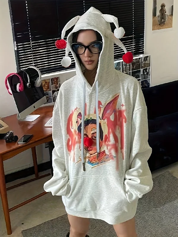 Weekend Steals Await Sixsr Graphic Print Drawstring Hoodie, Vintage Long Sleeve Drop Shoulder Hoodie, Women's Clothing Weekend Steals Await Sixsr Graphic Print Drawstring Hoodie, Vintage Long Sleeve Drop Shoulder Hoodie, Women's Clothing