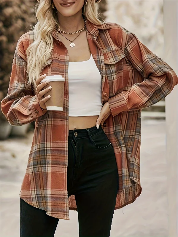 Special Price Sixsr Plaid Button Front Shirt, Elegant Long Sleeve Lapel Shirt, Women's Clothing Special Price Sixsr Plaid Button Front Shirt, Elegant Long Sleeve Lapel Shirt, Women's Clothing