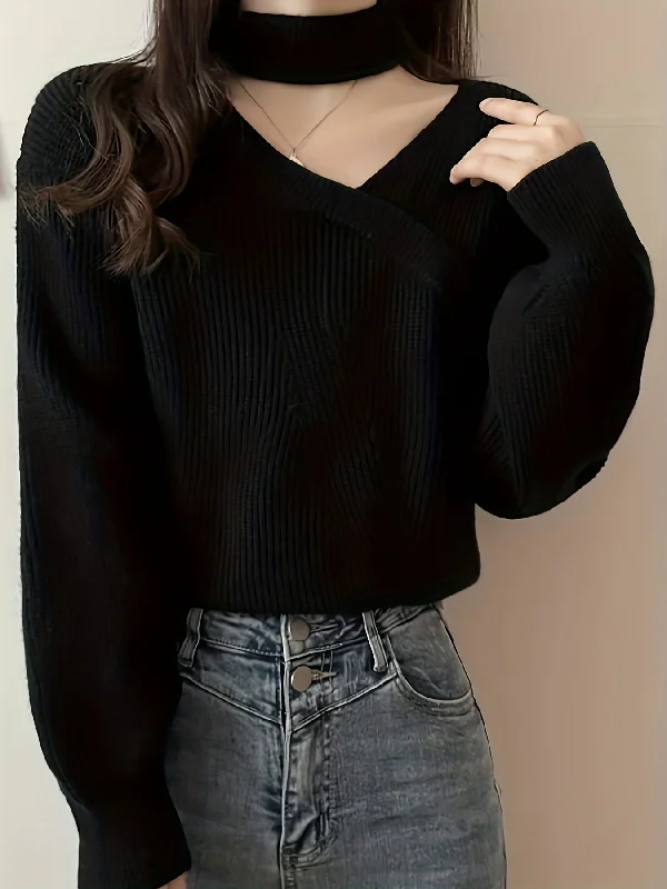 Weekend Deals That Amaze Sixsr Solid Mock Neck Pullover Sweater, Elegant Cut Out Lantern Sleeve Stylish Sweater, Women's Clothing Weekend Deals That Amaze Sixsr Solid Mock Neck Pullover Sweater, Elegant Cut Out Lantern Sleeve Stylish Sweater, Women's Clothing