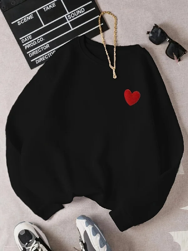 Crazy Deal Sixsr Heart Pattern Pullover Sweatshirt, Casual Long Sleeve Crew Neck Sweatshirt For Fall & Winter, Women's Clothing Crazy Deal Sixsr Heart Pattern Pullover Sweatshirt, Casual Long Sleeve Crew Neck Sweatshirt For Fall & Winter, Women's Clothing