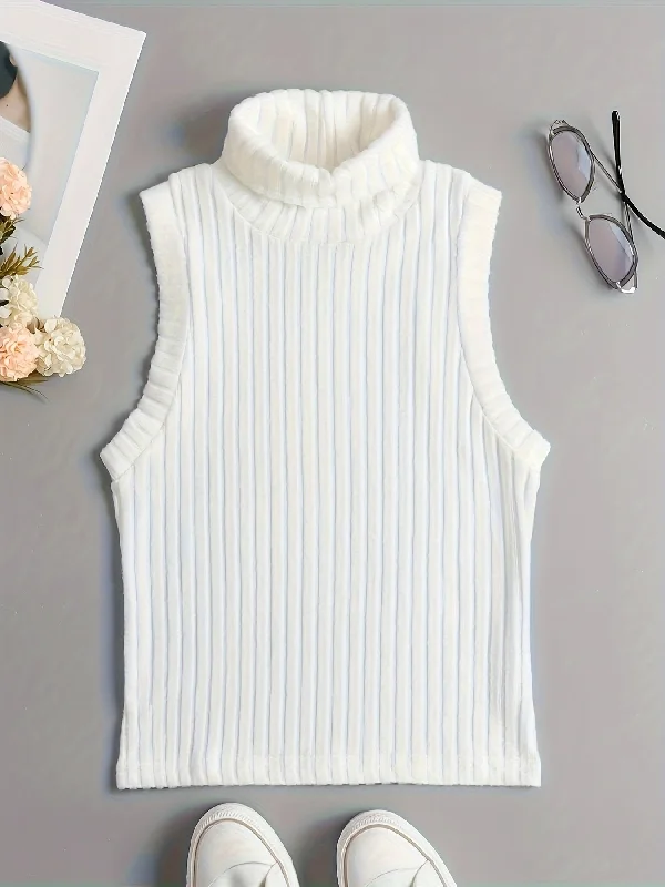 Weekend Specials to Savor Sixsr Rib Knit High Neck Sweater Knitted Top, Sleeveless Casual Tank Top, Women's Clothing Weekend Specials to Savor Sixsr Rib Knit High Neck Sweater Knitted Top, Sleeveless Casual Tank Top, Women's Clothing